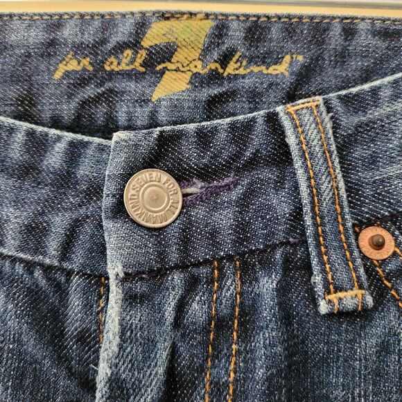 7 For all Mankind Womens Jeans Size 26 A Pocket Red Stitching Dark Wash Bootcut - Picture 6 of 12